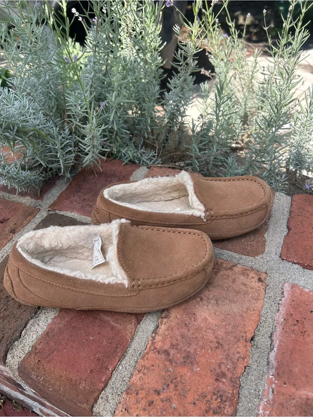 UGG Kids Chestnut Brown Suede Slip-On Moccasins/Slippers, size 1